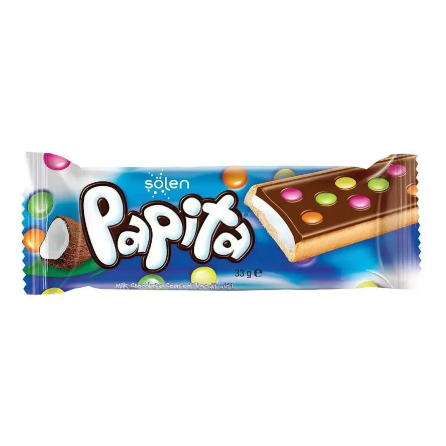 Печенье Papita с кокосовой начинкой и драже,  33г.
